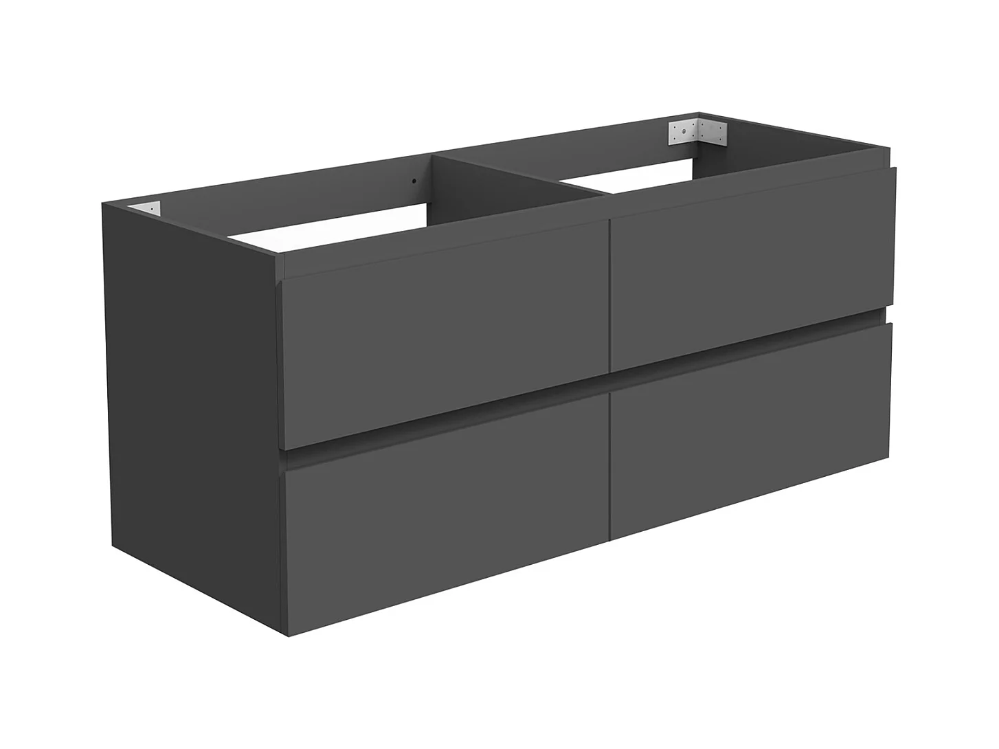 AICA Meuble Salle de Bain Anthracite 120cm, suspendu avec 4 tiroirs, sans compter vasque