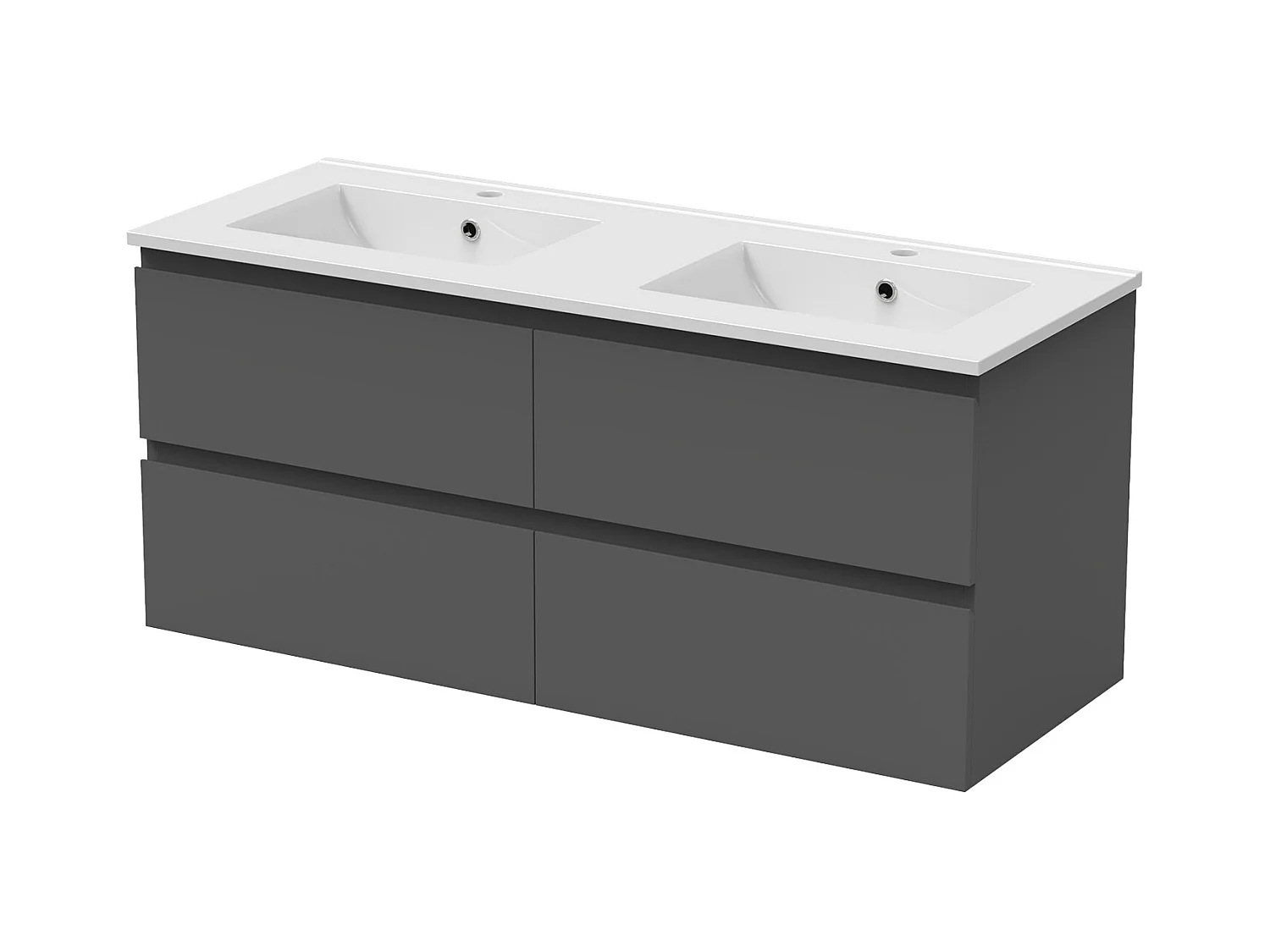 AICA Meuble Salle de Bain Anthracite 120cm, suspendu avec 4 tiroirs, sans compter vasque