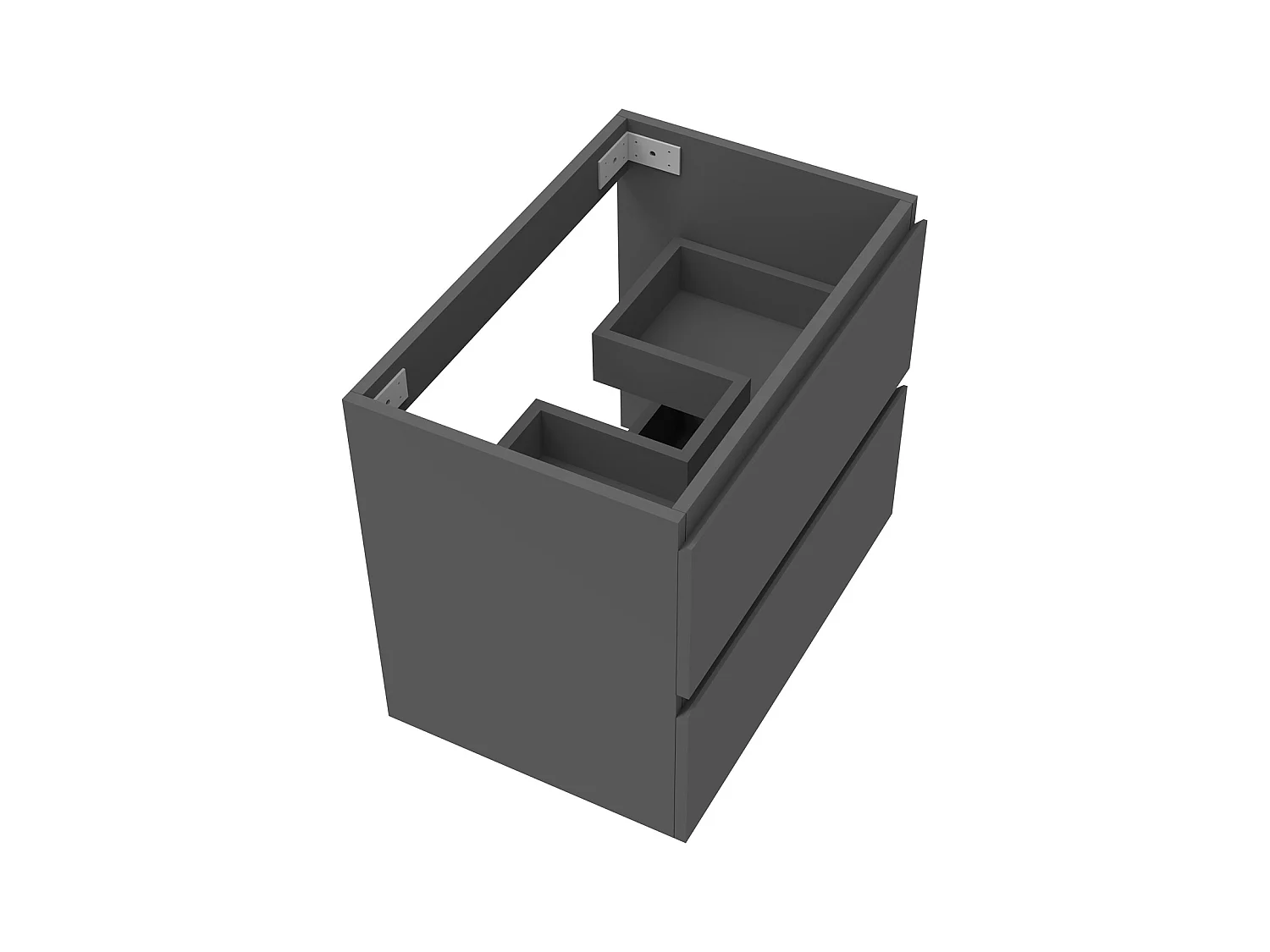 AICA Meuble Salle de Bain de rangement avec deux tiroirs, 60 x 38.5 x 52 cm, Anthracite，sans vasque