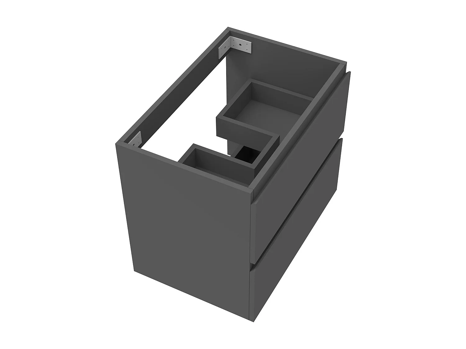 AICA Meuble Salle de Bain de rangement avec deux tiroirs, 60 x 38.5 x 52 cm, Anthracite，sans vasque