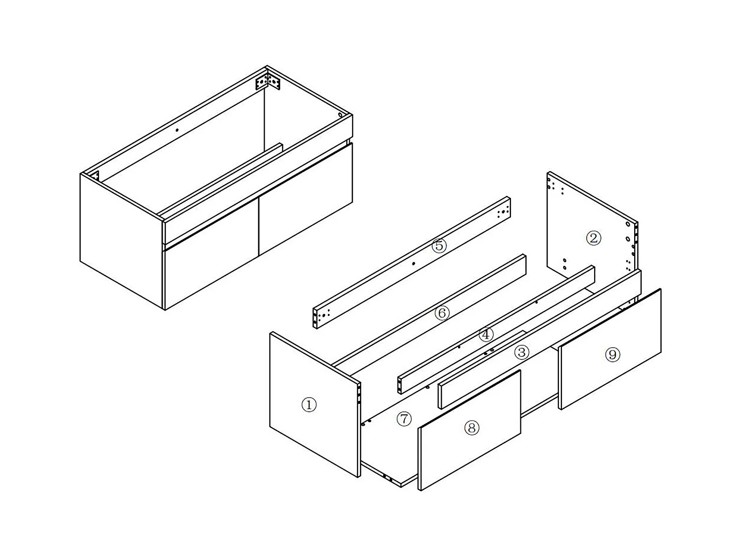 AICA Meuble Salle de Bain de rangement avec 2 portes ouvrantes, 99 x 45 x 40 cm, Chêne，sans vasque