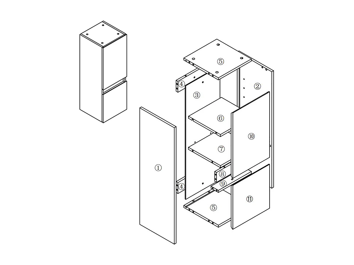AICA Colonne de salle de bain avec 2 Porte, Compartiment,30x30x83cm,Chêne