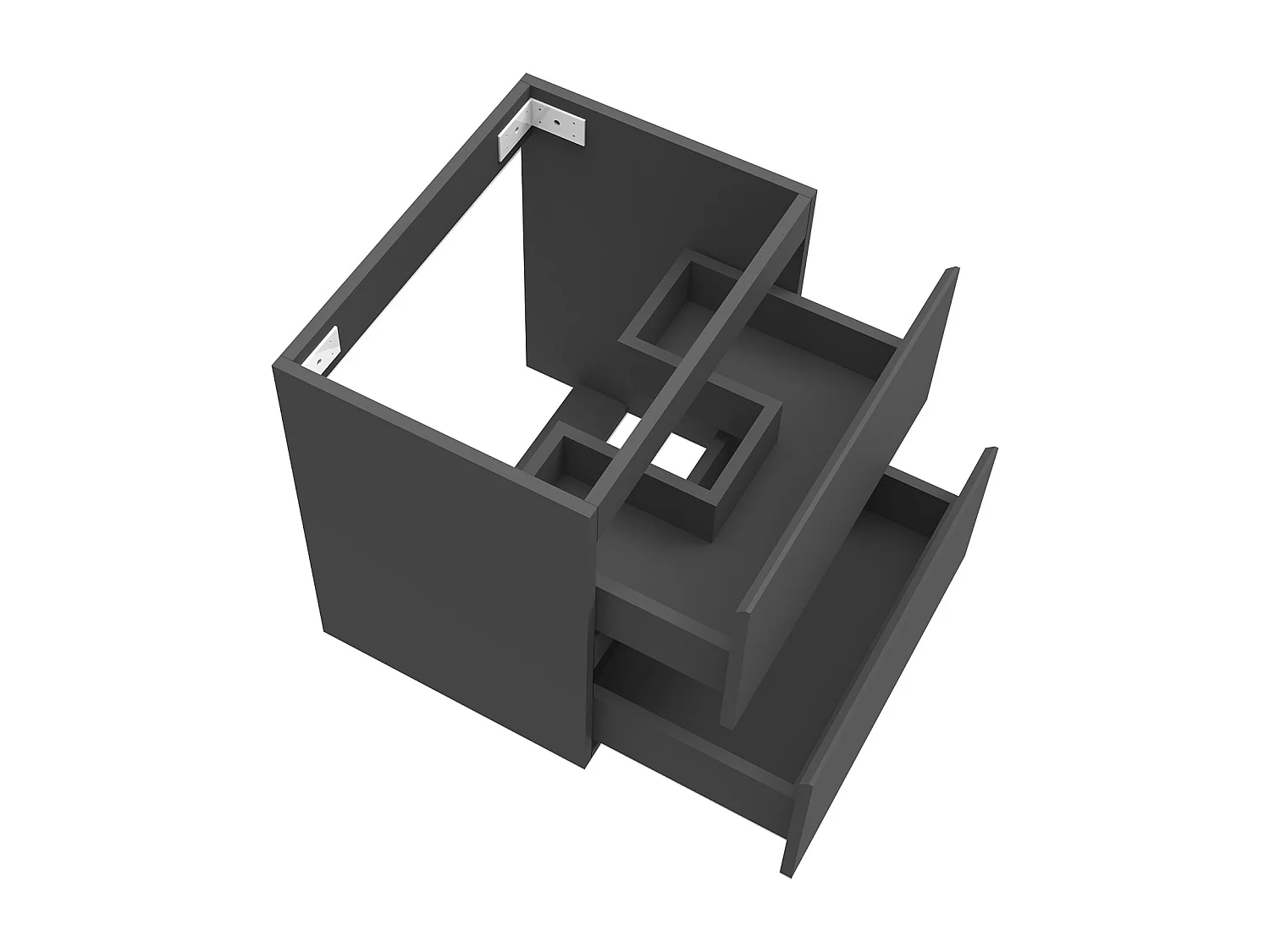 AICA Meuble Salle de Bain Anthracite 50cm, suspendu avec 2 tiroirs, sans compter vasque