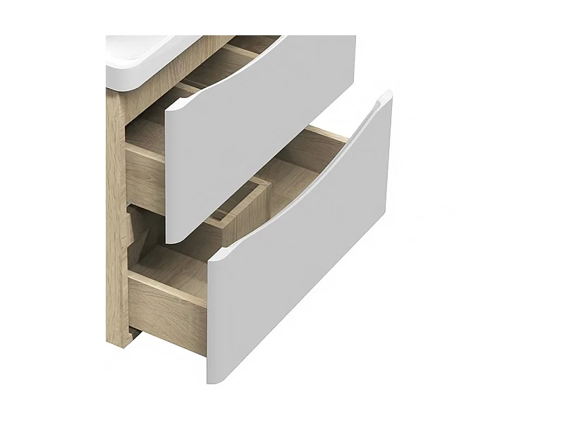 AICA Meuble Salle de Bain de Rangement avec Tiroir, 59 x 34.5 x 50 cm, Blanc，sans vasque