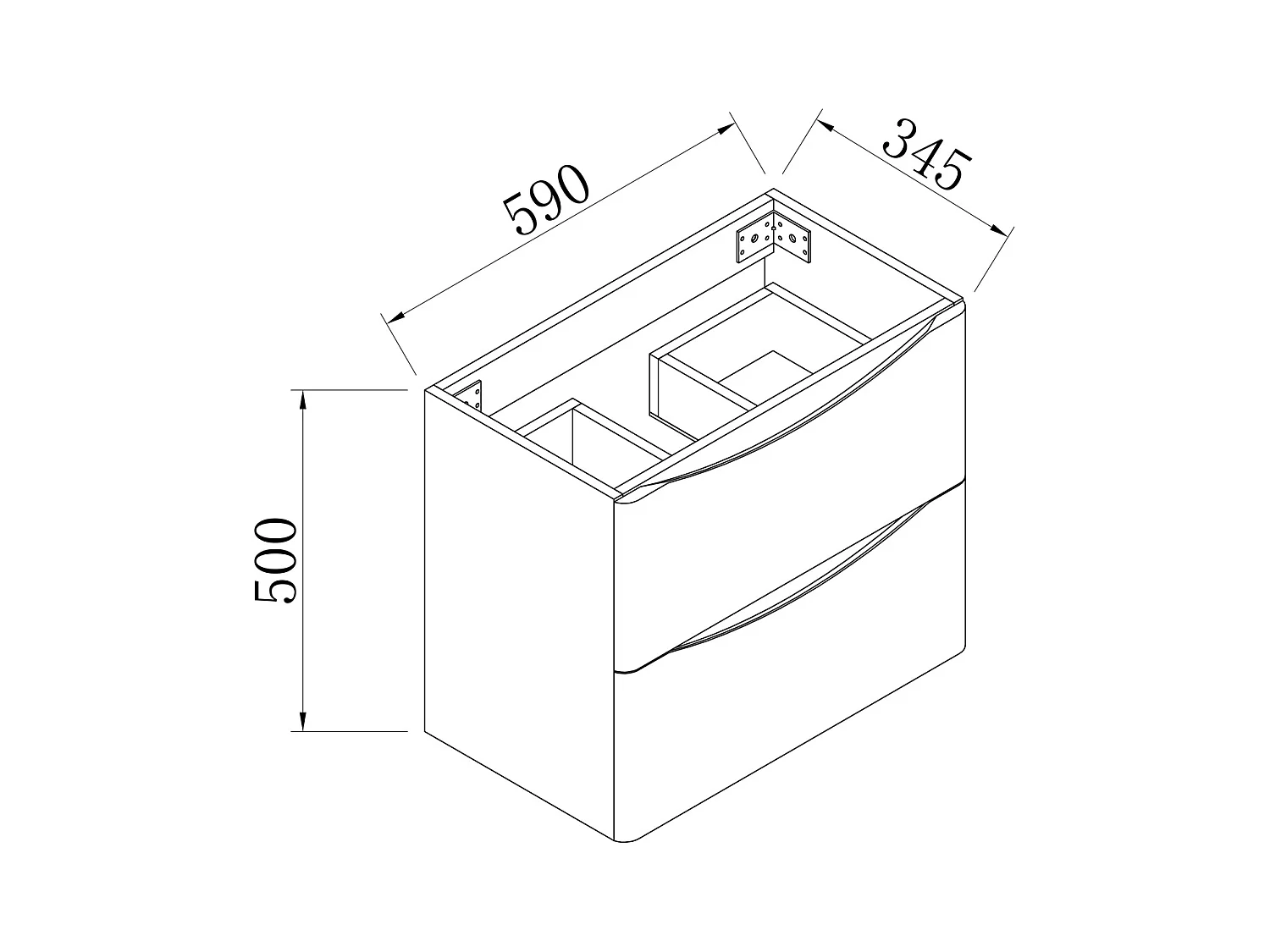 AICA Meuble Salle de Bain de Rangement avec Tiroir, 59 x 34.5 x 50 cm, Blanc，sans vasque