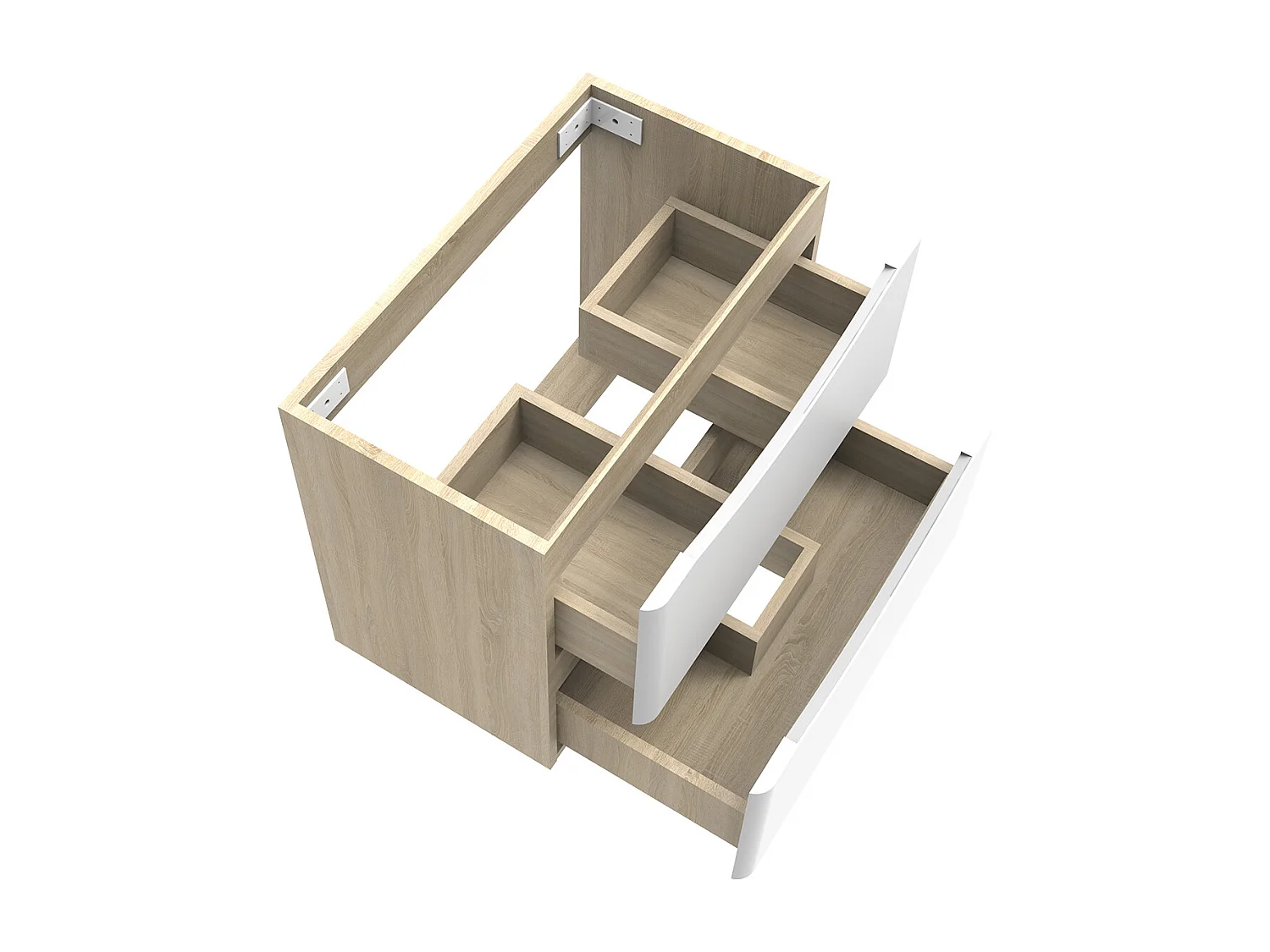 AICA Meuble Salle de Bain de Rangement avec Tiroir, 59 x 34.5 x 50 cm, Blanc，sans vasque