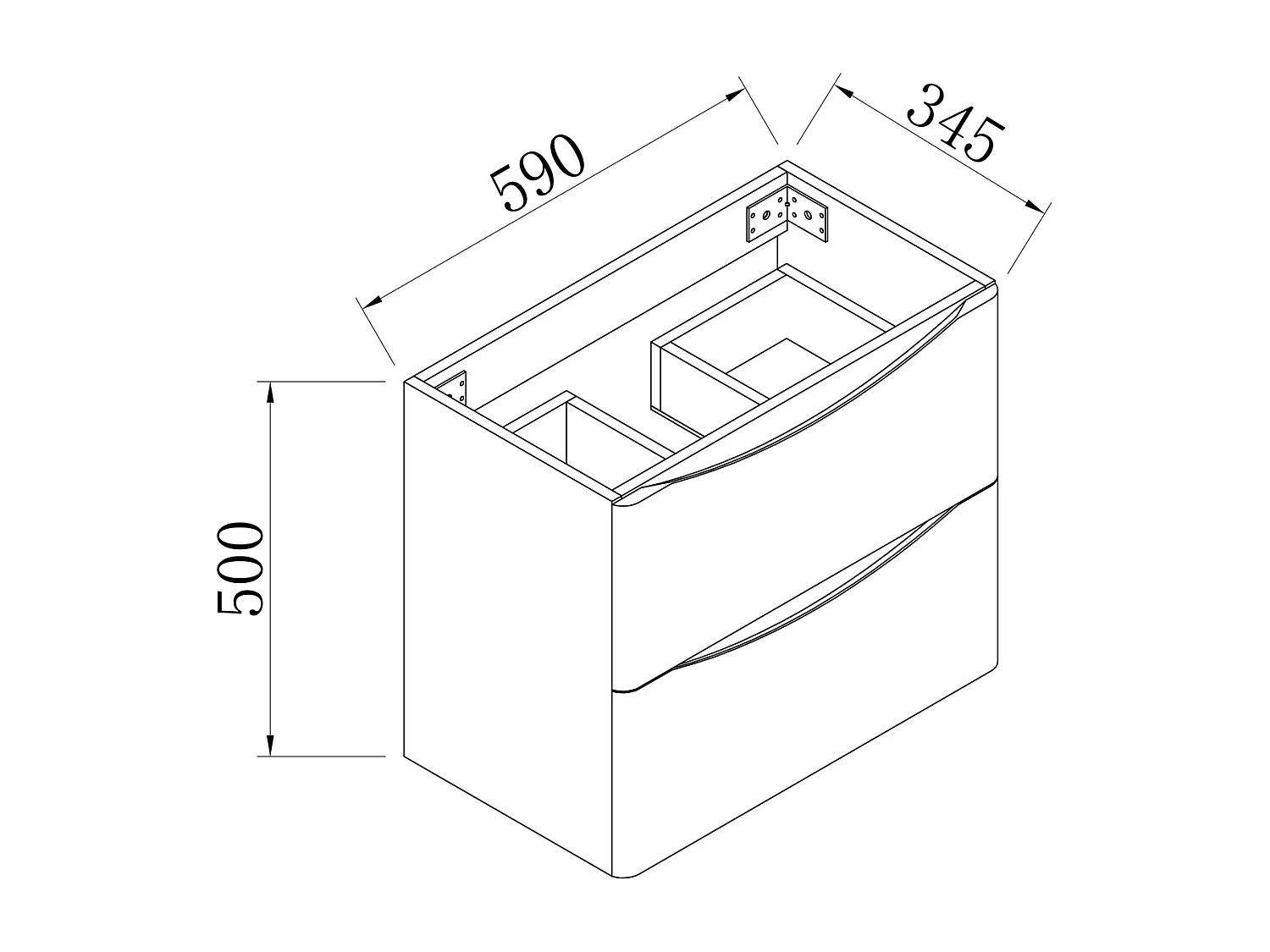 AICA Meuble Salle de Bain de Rangement avec Tiroir, 59 x 34.5 x 50 cm, Blanc，sans vasque