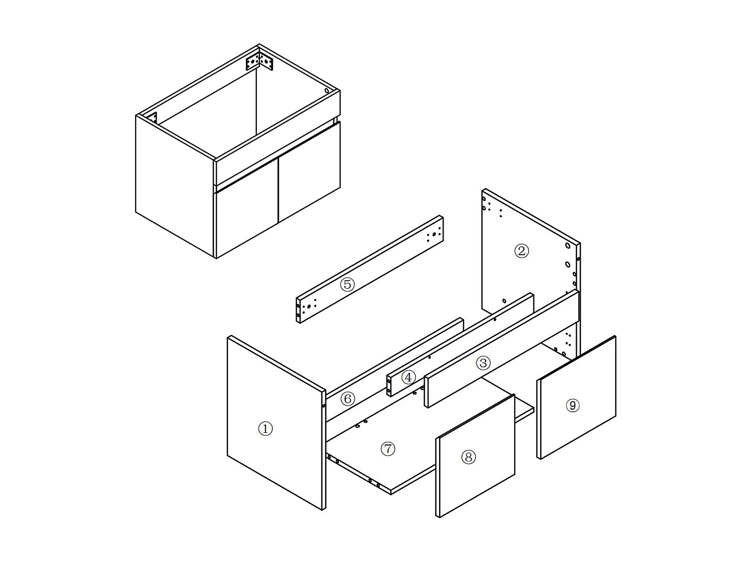AICA Meuble Salle de Bain de rangement avec 2 portes ouvrantes, sans vasque, 59 x 38,5 x 40 cm, Blanc