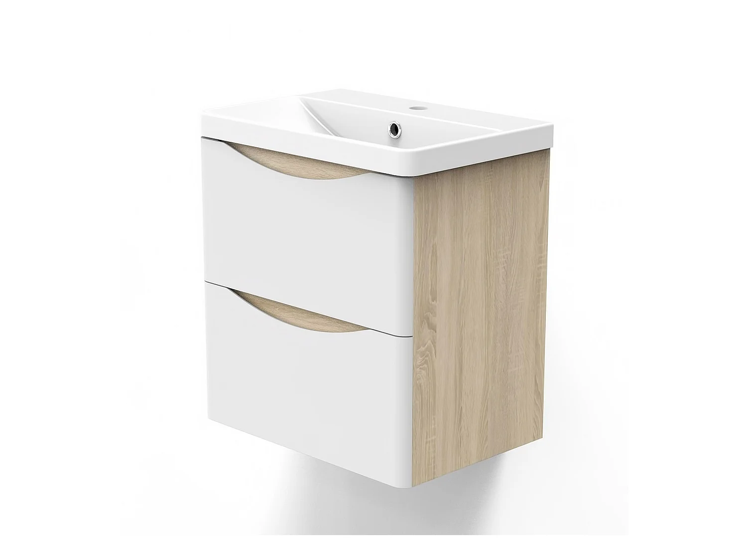 AICA Meuble Salle de Bain de Rangement avec Tiroir, 49.5 x 34.5 x 50cm, Blanc，sans vasque