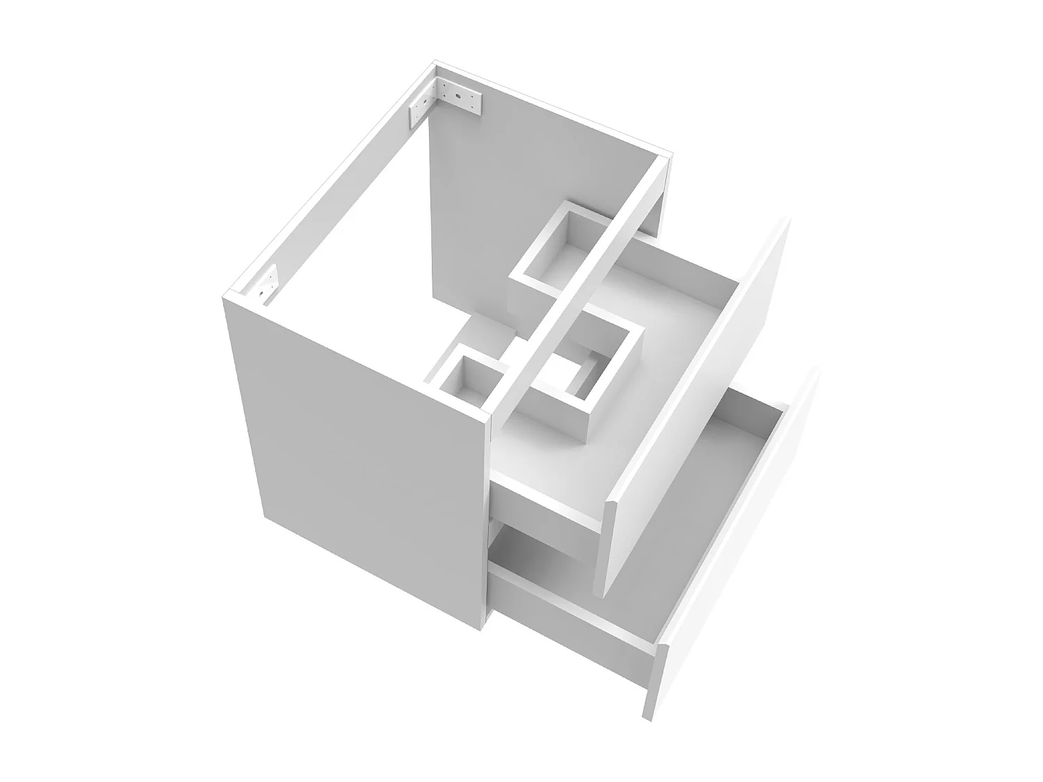 AICA Meuble Salle de Bain Blanc 50cm, suspendu avec 2 tiroirs, sans compter vasque