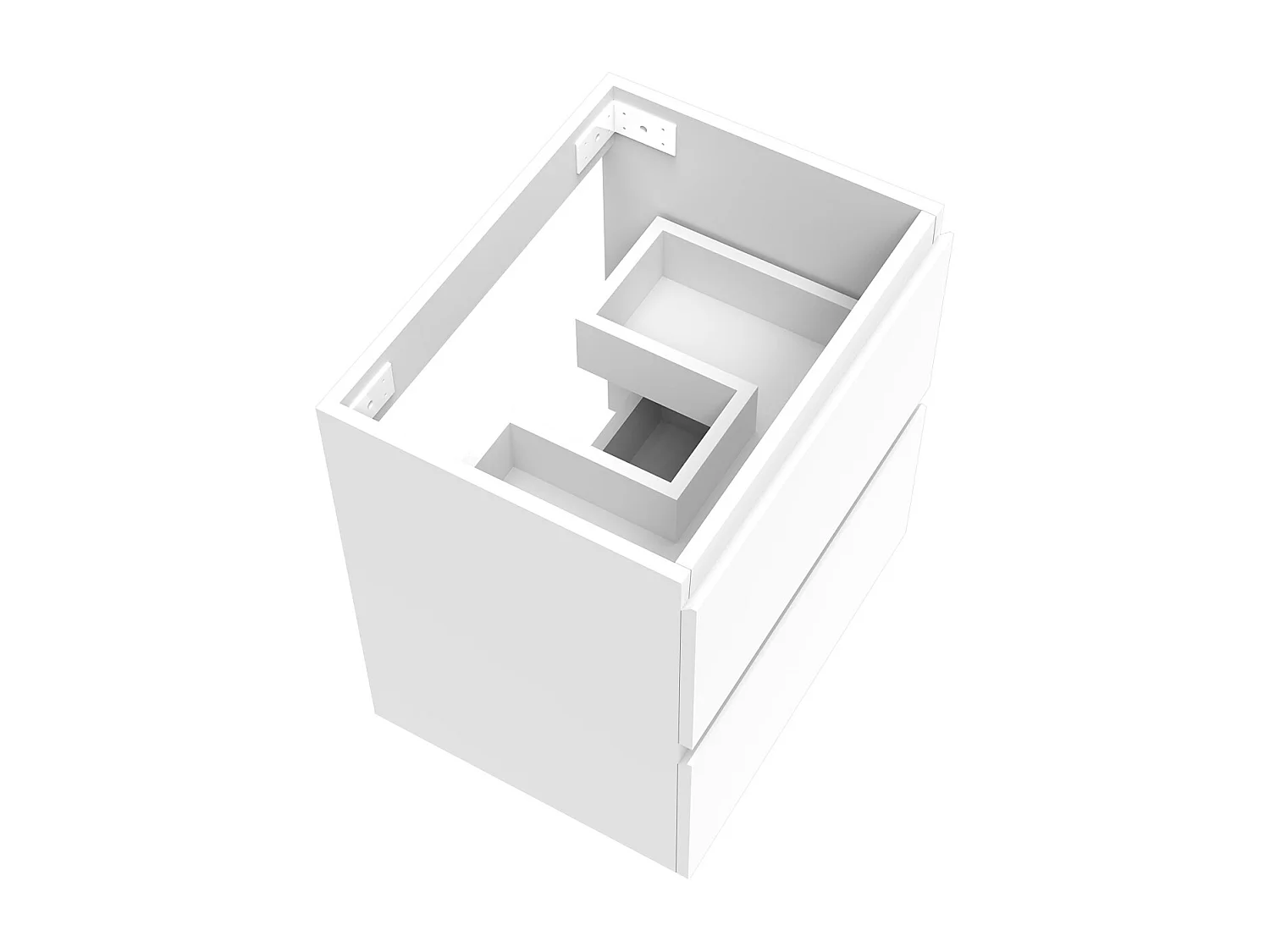 AICA Meuble Salle de Bain Blanc 50cm, suspendu avec 2 tiroirs, sans compter vasque