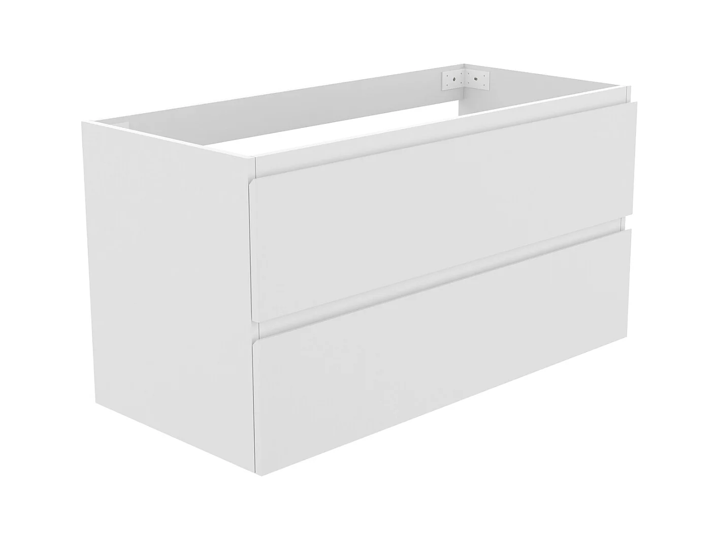 AICA Meuble Salle de Bain Blanc 100cm, suspendu avec 2 tiroirs, sans compter vasque