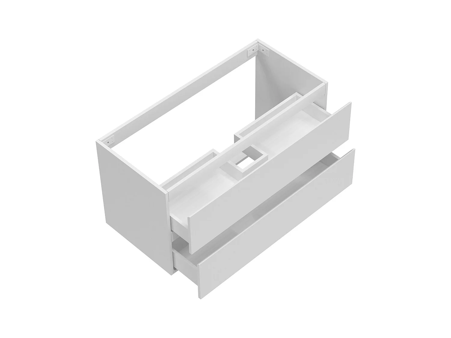 AICA Meuble Salle de Bain Blanc 100cm, suspendu avec 2 tiroirs, sans compter vasque