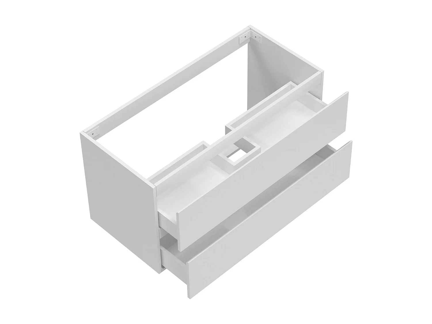 AICA Meuble Salle de Bain Blanc 100cm, suspendu avec 2 tiroirs, sans compter vasque