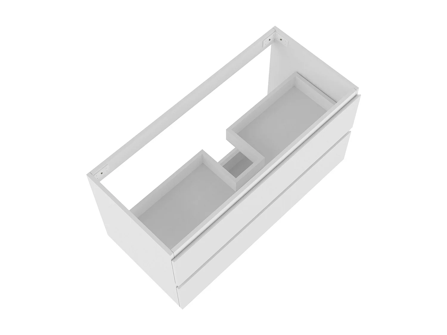 AICA Meuble Salle de Bain Blanc 100cm, suspendu avec 2 tiroirs, sans compter vasque