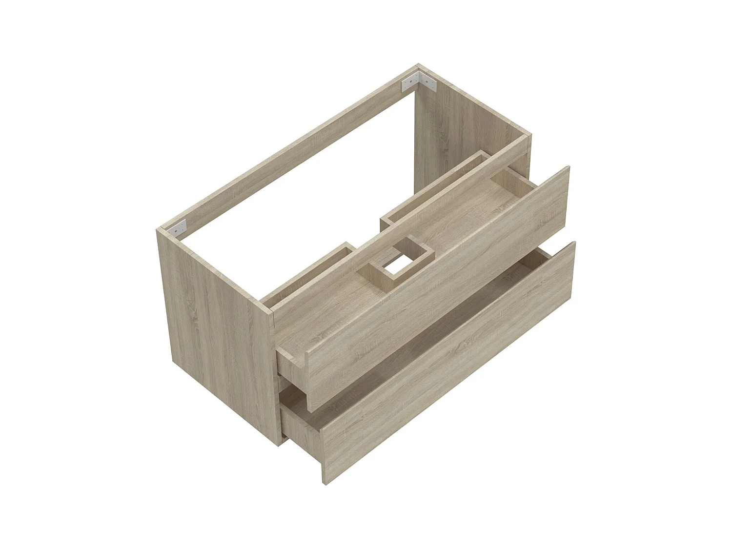 AICA Meuble Salle de Bain Chêne 100cm, suspendu avec 2 tiroirs, sans compter vasque