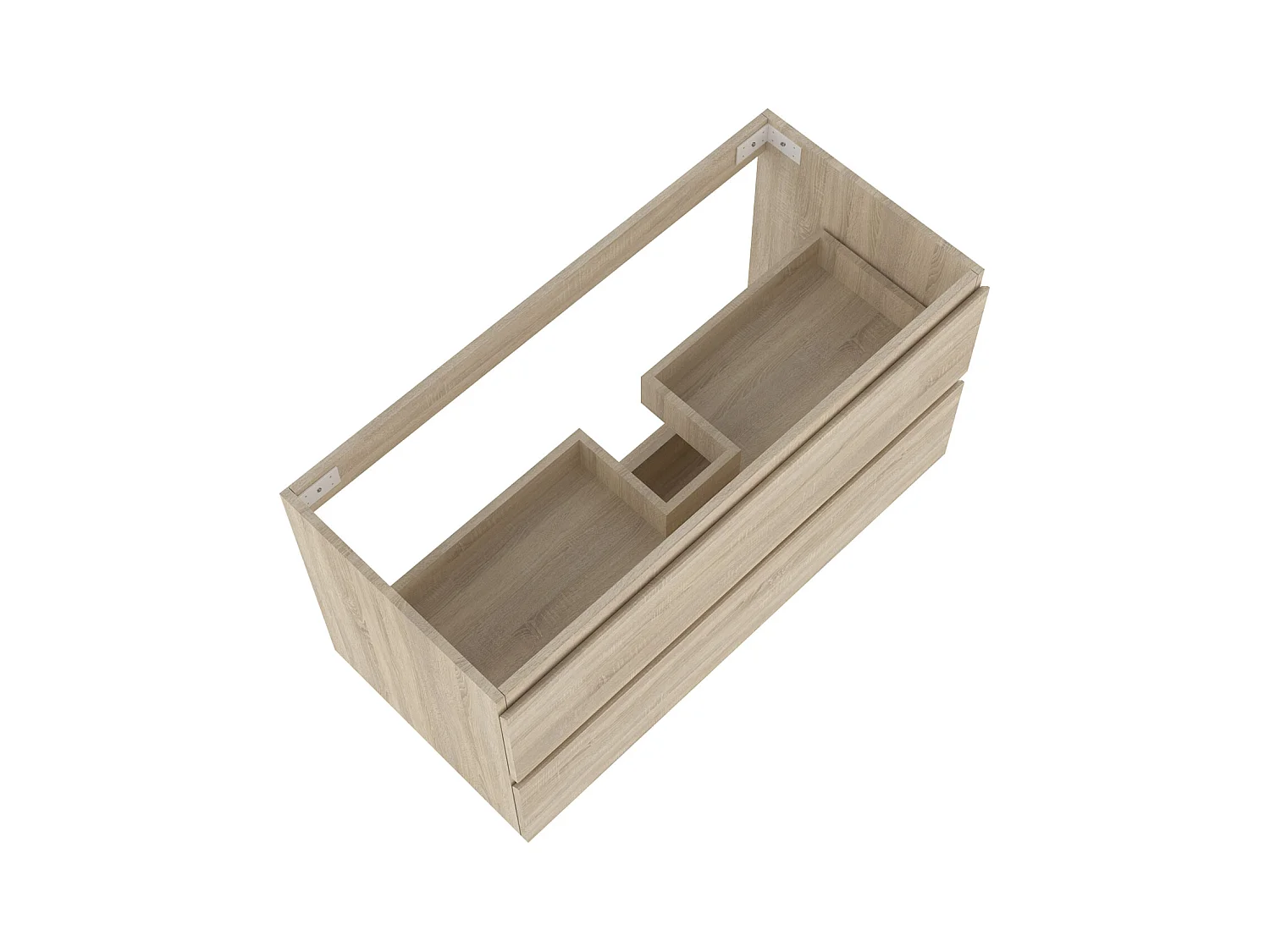 AICA Meuble Salle de Bain Chêne 100cm, suspendu avec 2 tiroirs, sans compter vasque