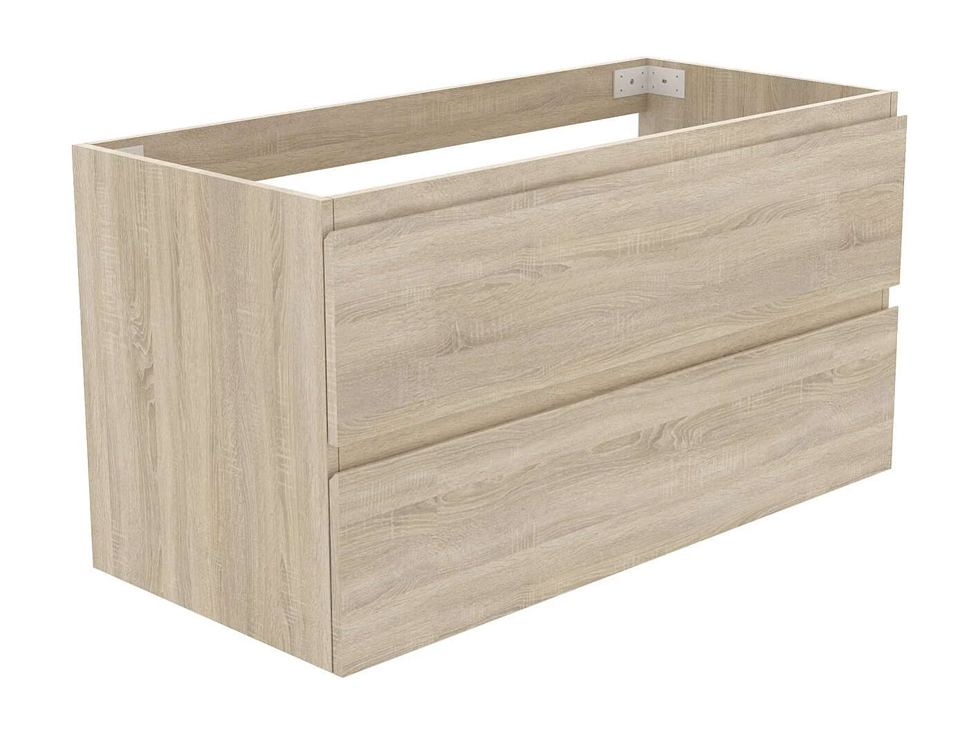 AICA Meuble Salle de Bain Chêne 100cm, suspendu avec 2 tiroirs, sans compter vasque