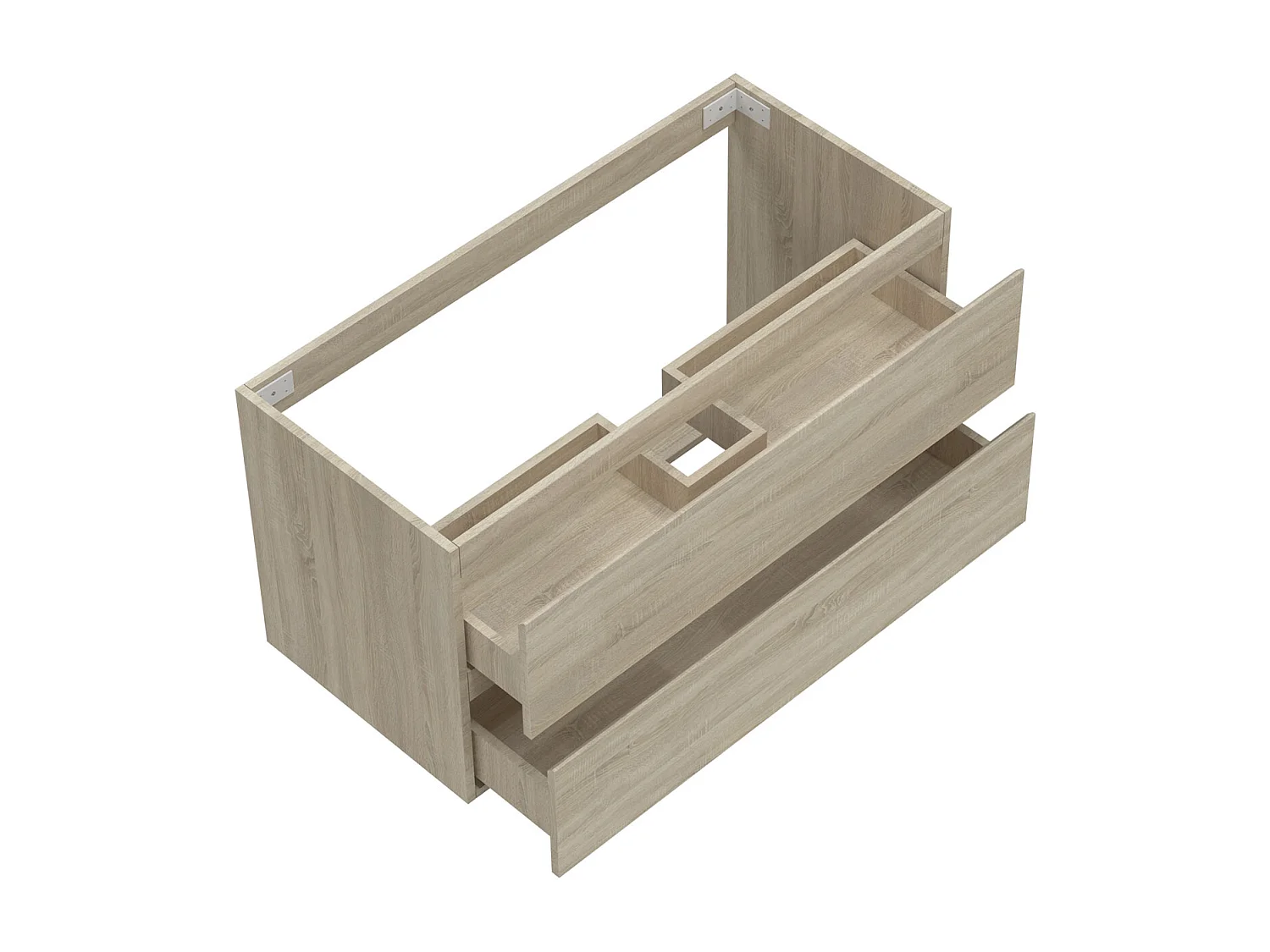 AICA Meuble Salle de Bain Chêne 100cm, suspendu avec 2 tiroirs, sans compter vasque