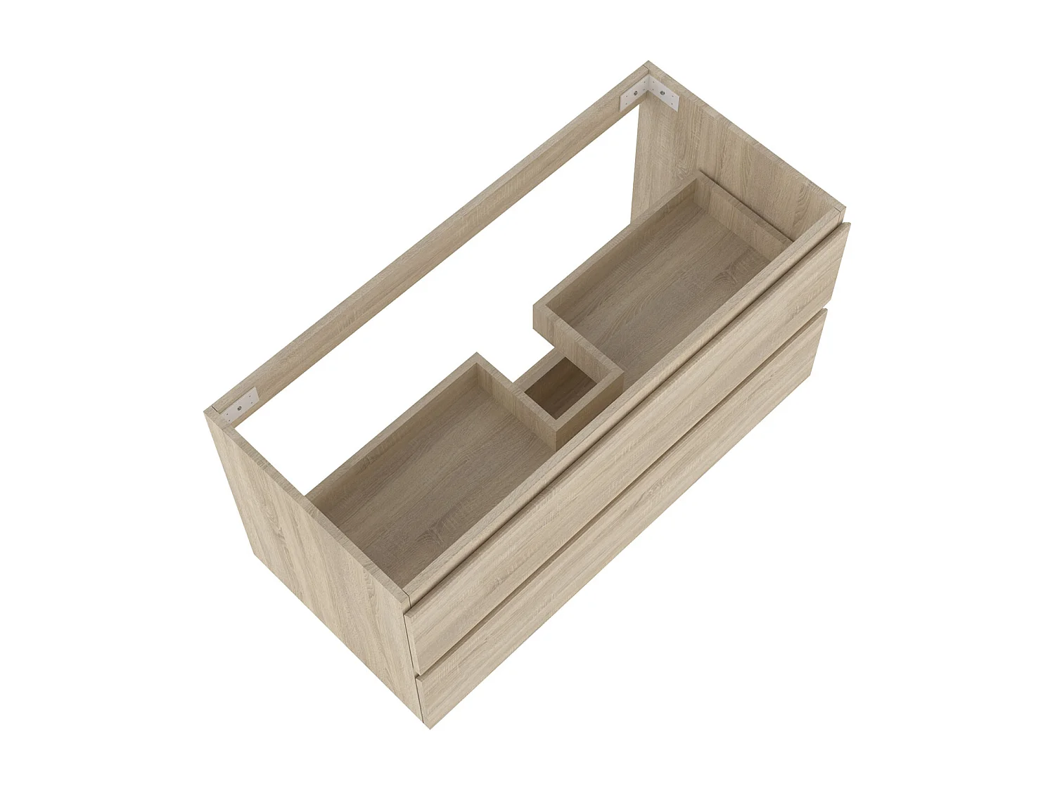 AICA Meuble Salle de Bain Chêne 100cm, suspendu avec 2 tiroirs, sans compter vasque