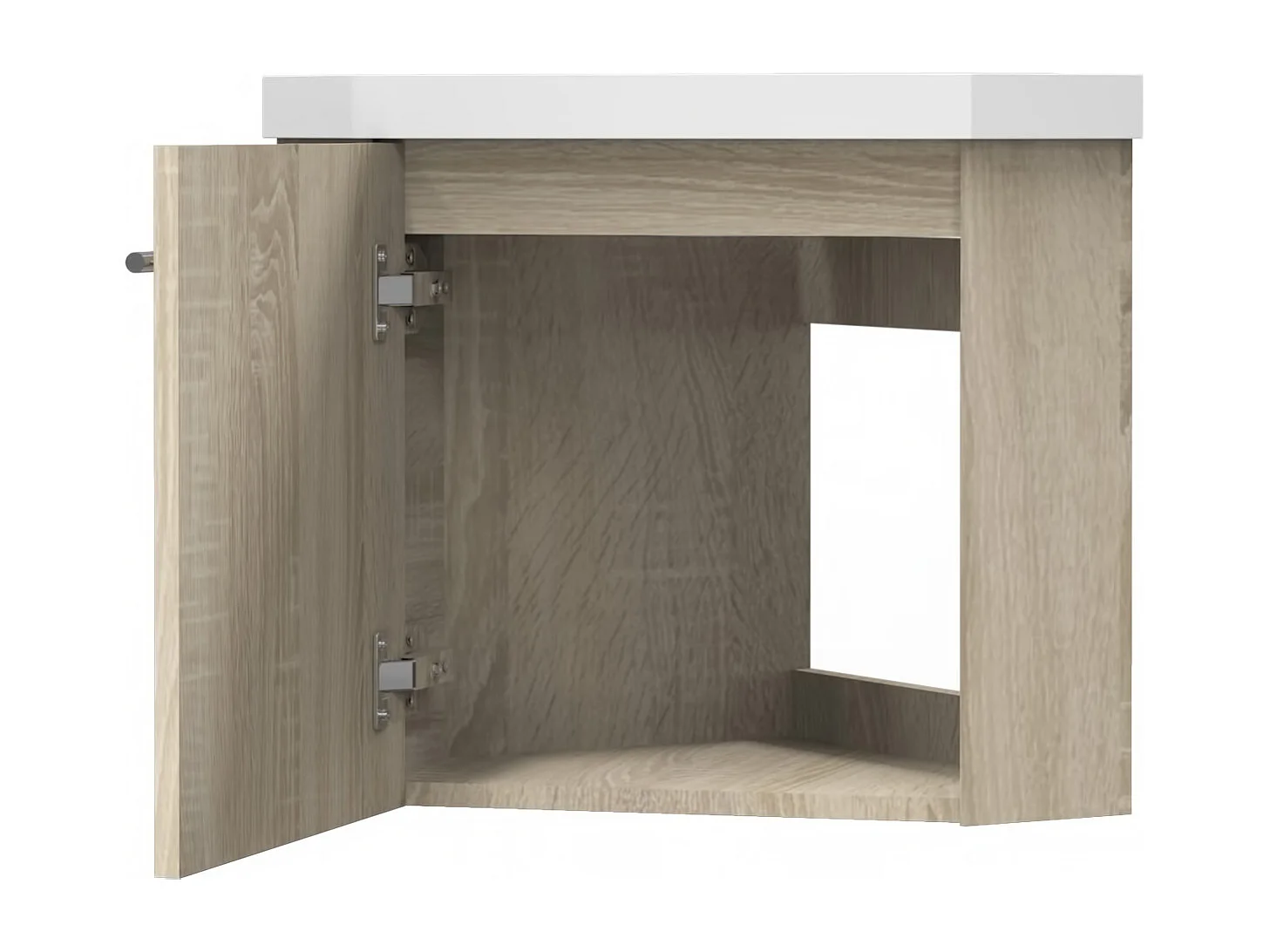 AICA Meuble Salle de Bain de Rangement Chêne，Meuble de coin en pentagone avec Tiroir, 39.5 x 39.5 x 42cm，sans vasque