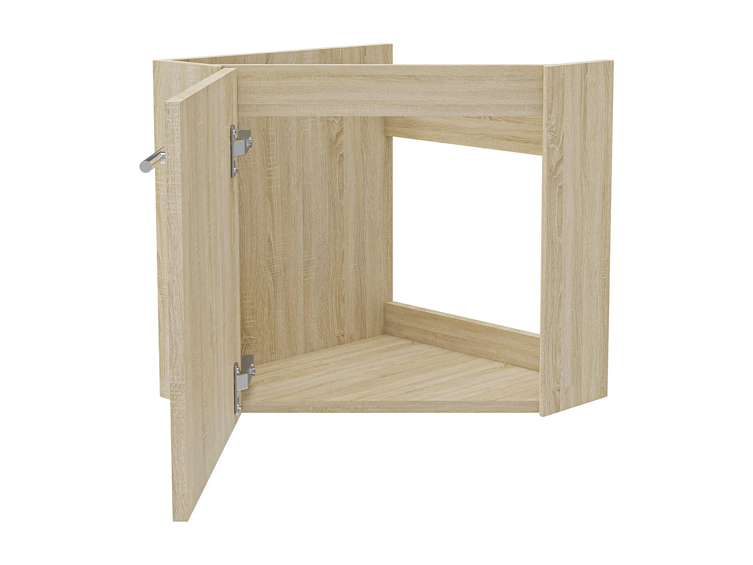 AICA Meuble Salle de Bain de Rangement Chêne，Meuble de coin en pentagone avec Tiroir, 39.5 x 39.5 x 42cm，sans vasque