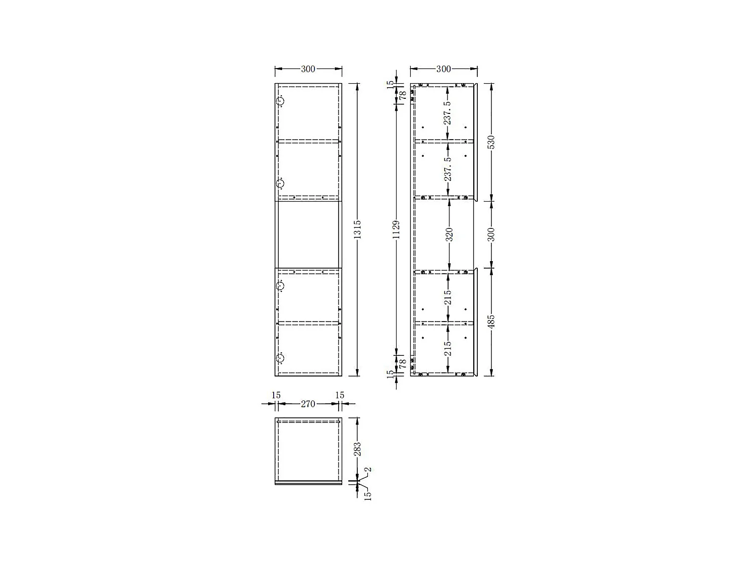 AICA Colonne de Salle de Bain Haute avec 2 Porte, Compartiment,30x30x131.5cm Chêne