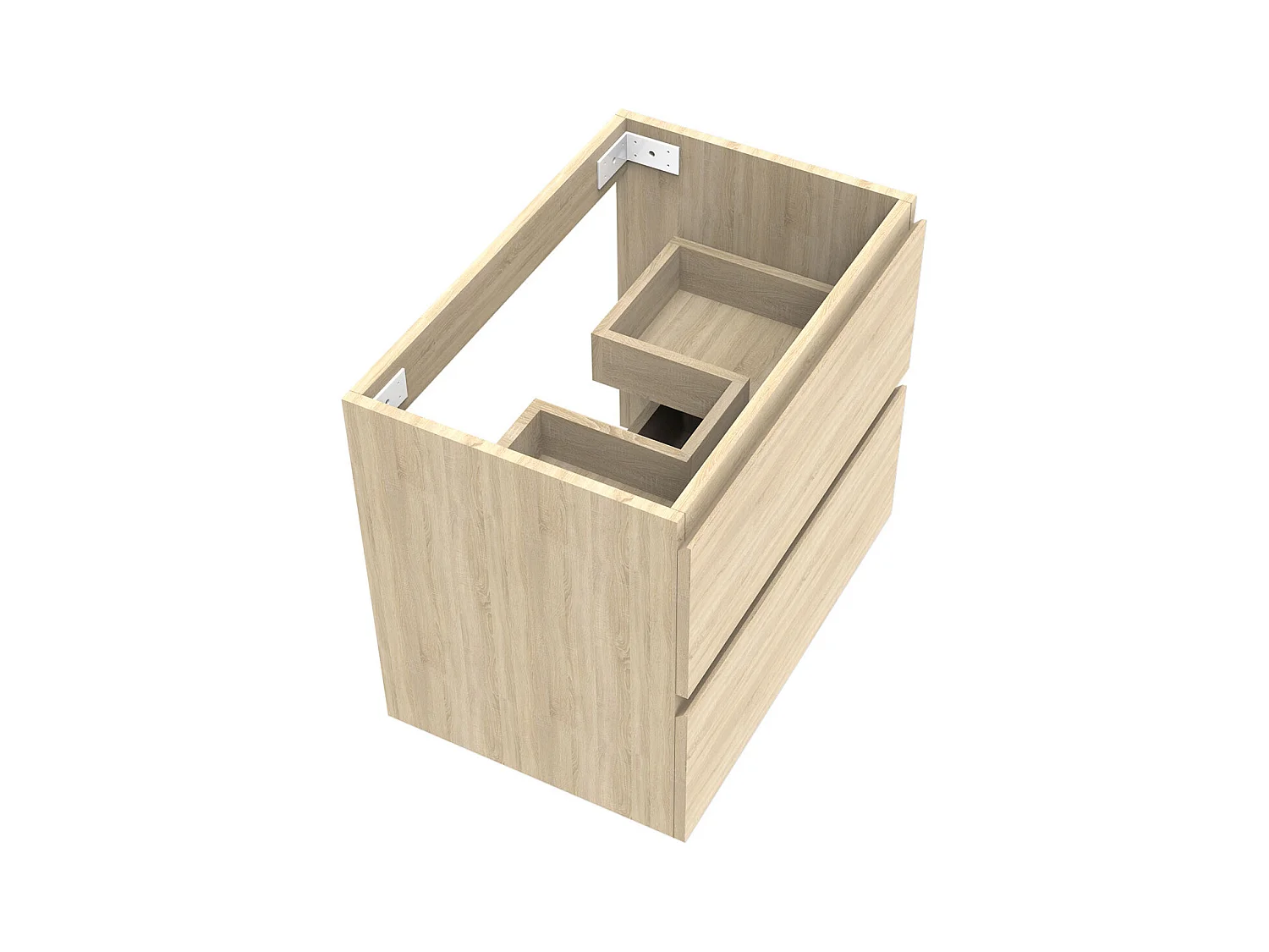 AICA Meuble Salle de Bain de rangement avec deux tiroirs, 60 x 38.5 x 52 cm, Chêne，sans vasque