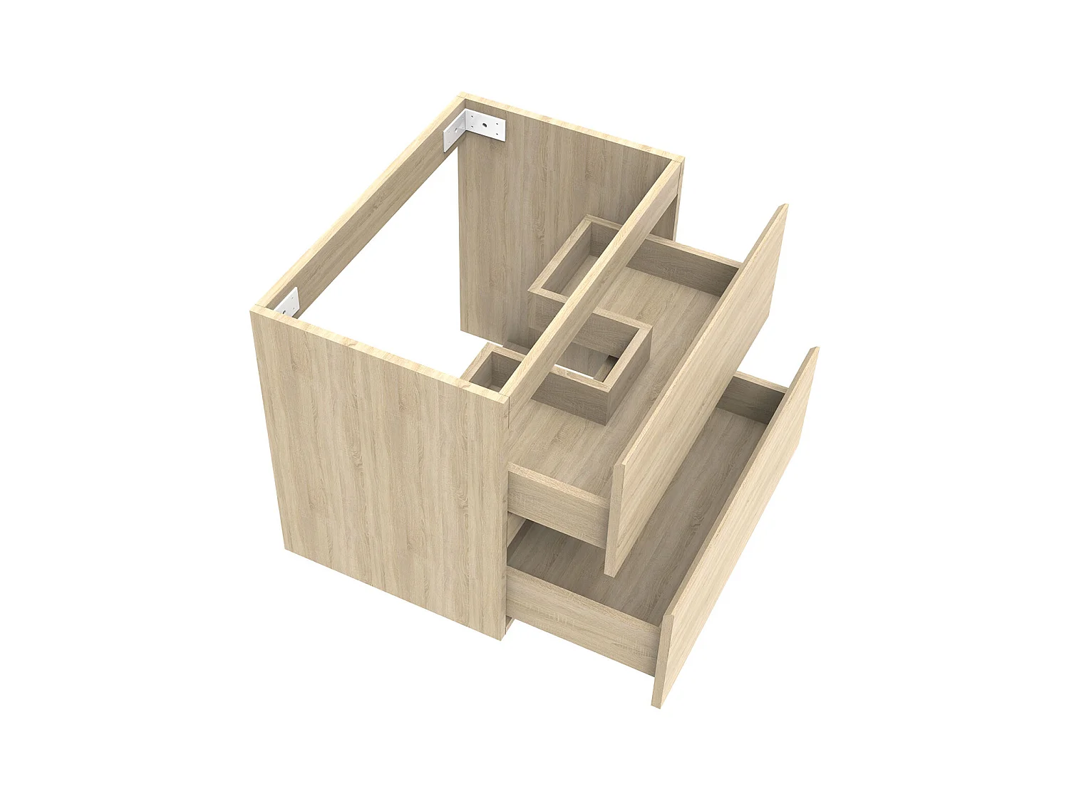 AICA Meuble Salle de Bain de rangement avec deux tiroirs, 60 x 38.5 x 52 cm, Chêne，sans vasque