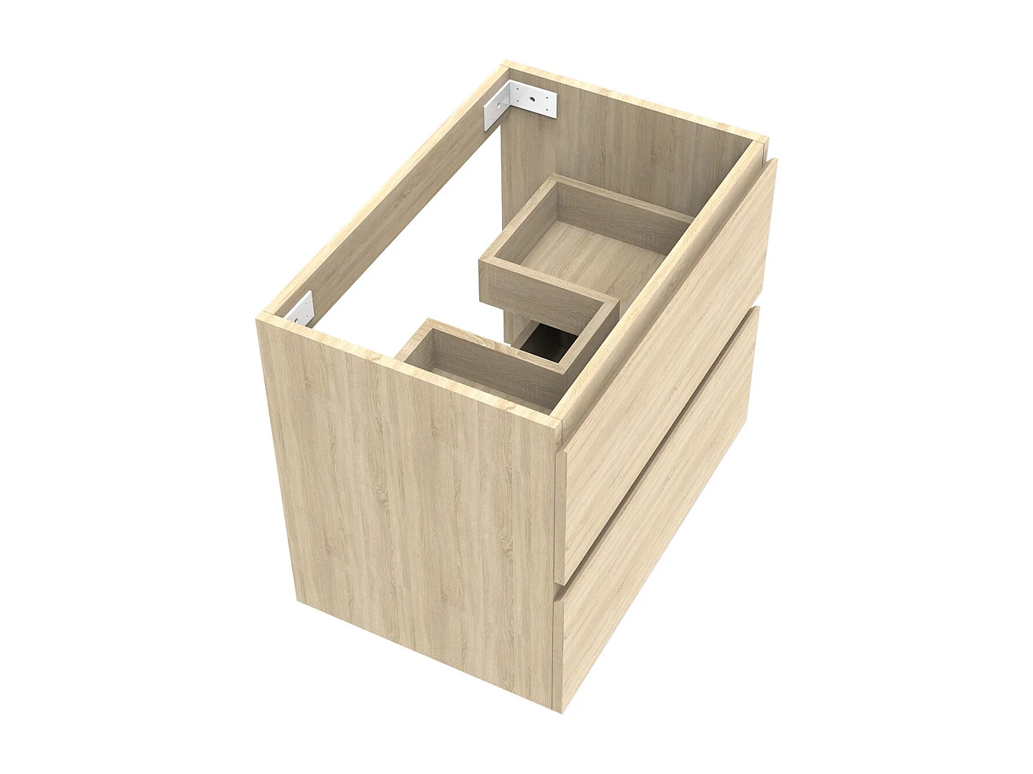 AICA Meuble Salle de Bain de rangement avec deux tiroirs, 60 x 38.5 x 52 cm, Chêne，sans vasque