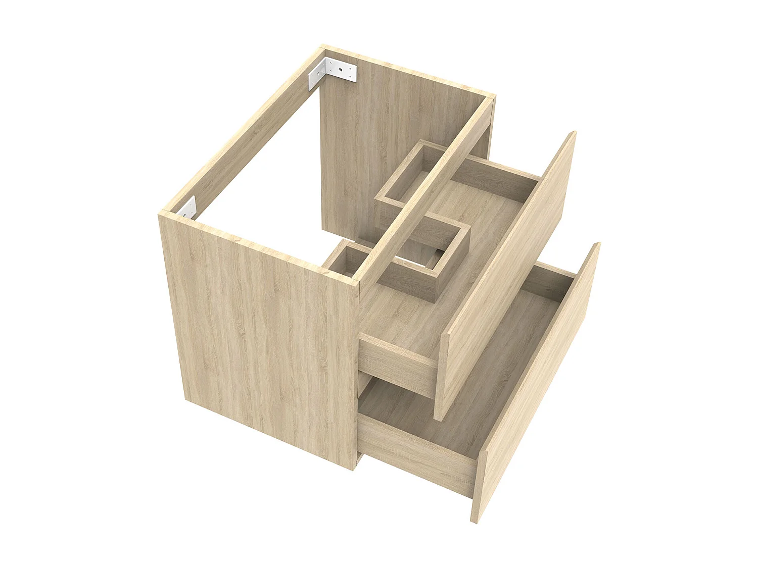 AICA Meuble Salle de Bain de rangement avec deux tiroirs, 60 x 38.5 x 52 cm, Chêne，sans vasque