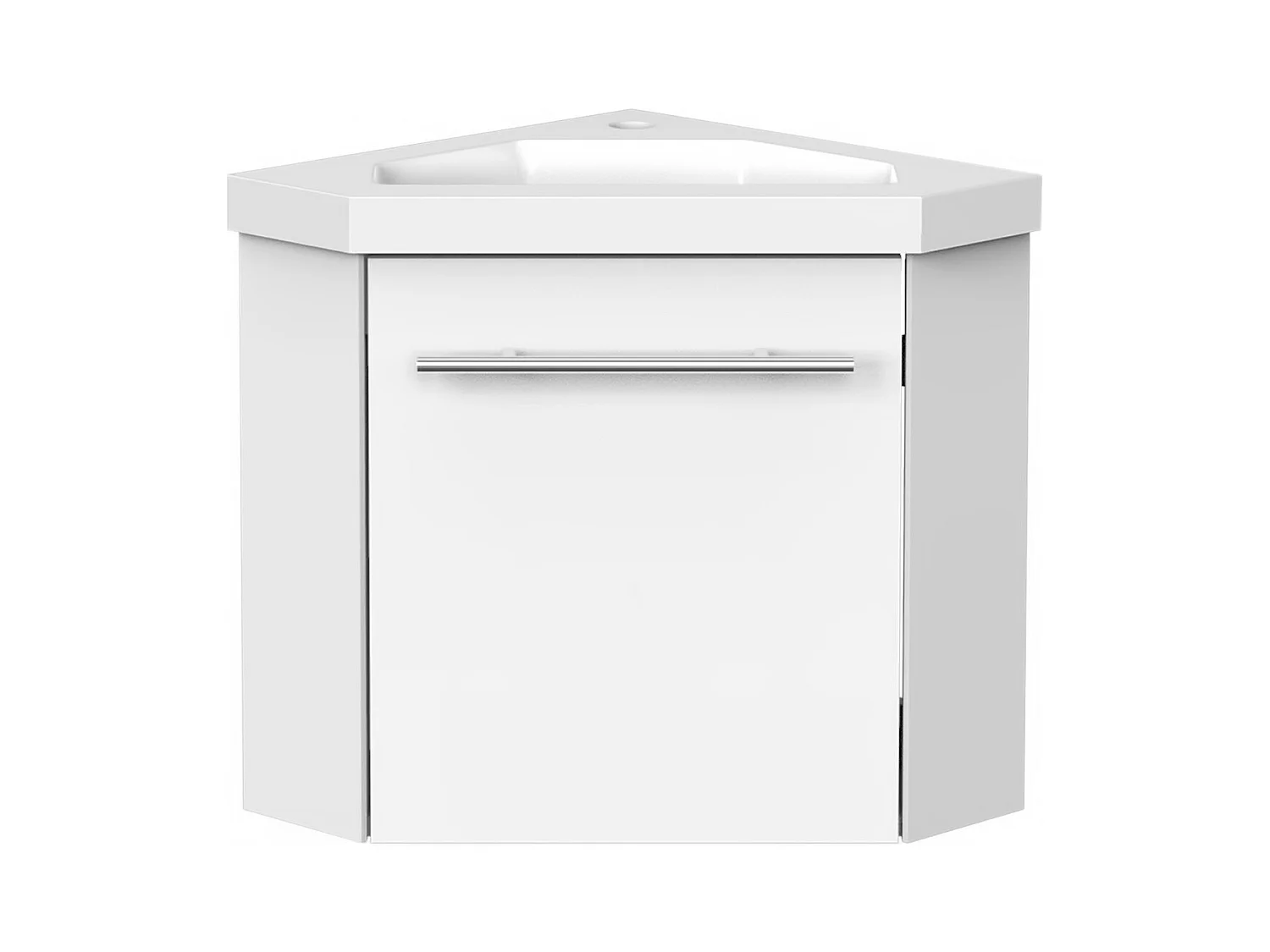 AICA Meuble Salle de Bain de Rangement Blanc，Meuble de coin en pentagone avec Tiroir, 39.5 x 39.5 x 42cm，sans vasque