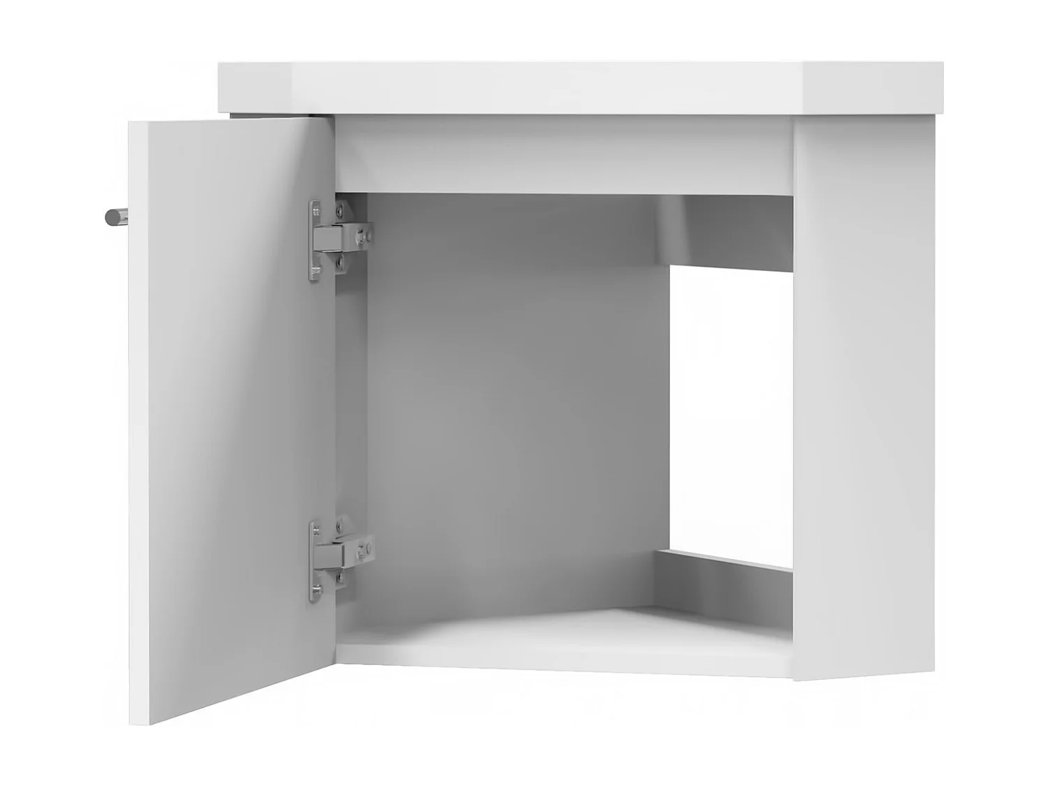 AICA Meuble Salle de Bain de Rangement Blanc，Meuble de coin en pentagone avec Tiroir, 39.5 x 39.5 x 42cm，sans vasque