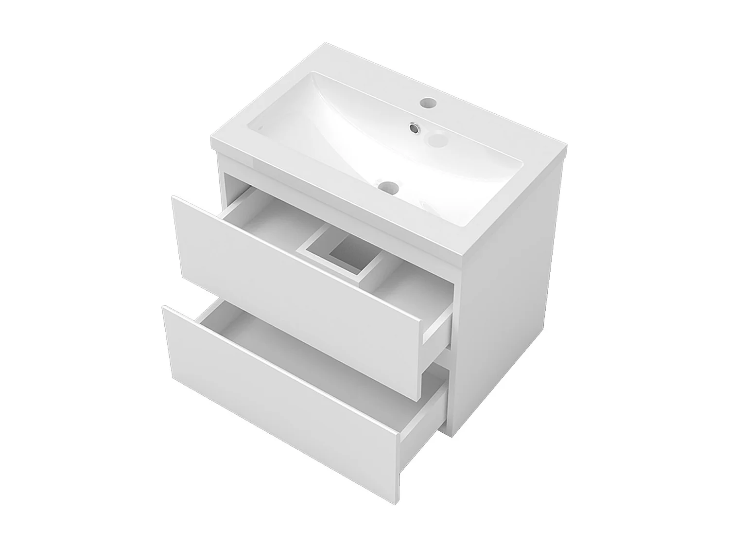 AICA Meuble Salle de Bain 80cm Blanc vasque + miroir 3 couleurs lumineux