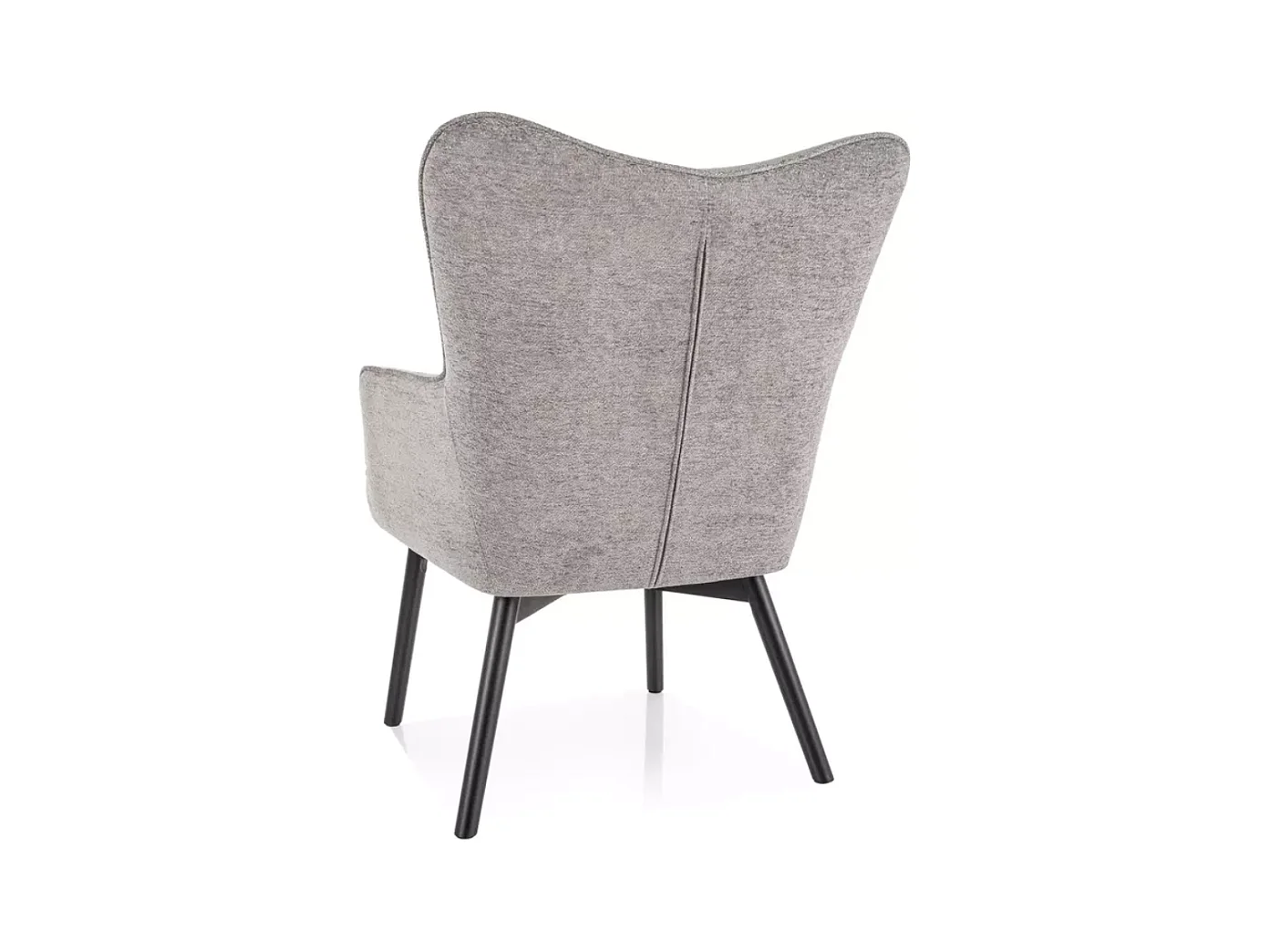 Chaise tissu gris dossier capitonné et pieds bois noir LORINDA