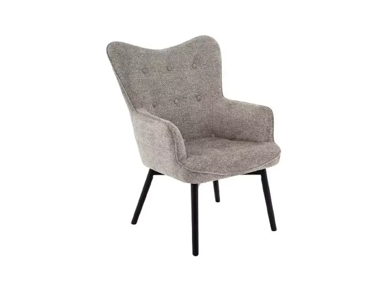 Chaise tissu gris dossier capitonné et pieds bois noir LORINDA