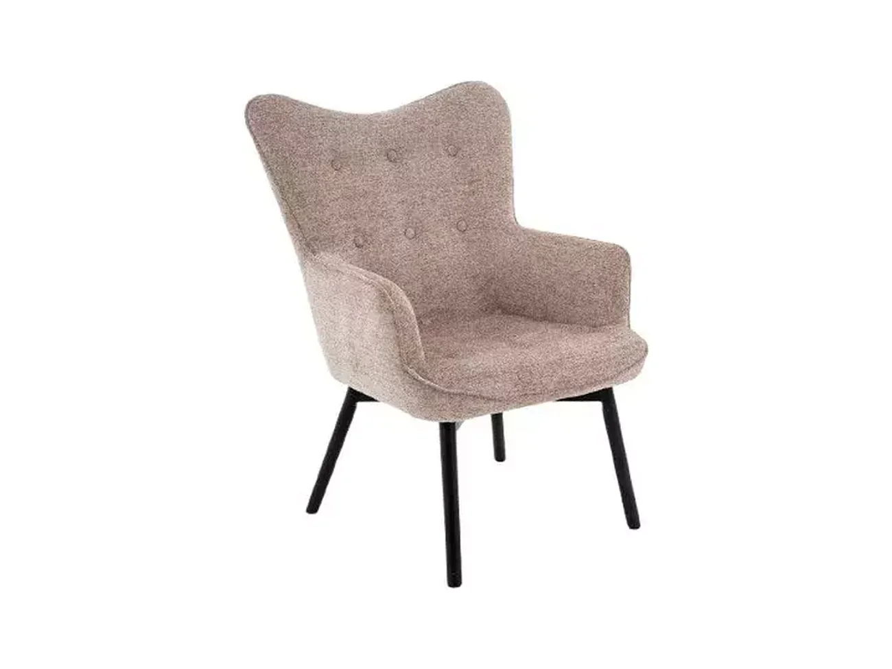 Chaise tissu beige assise rembourrée et pieds bois noir LORINDA