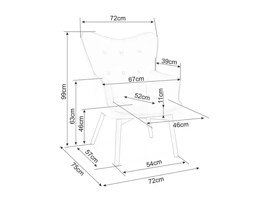Chaise tissu beige assise rembourrée et pieds bois noir LORINDA