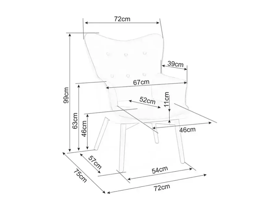 Chaise tissu beige assise rembourrée et pieds bois noir LORINDA