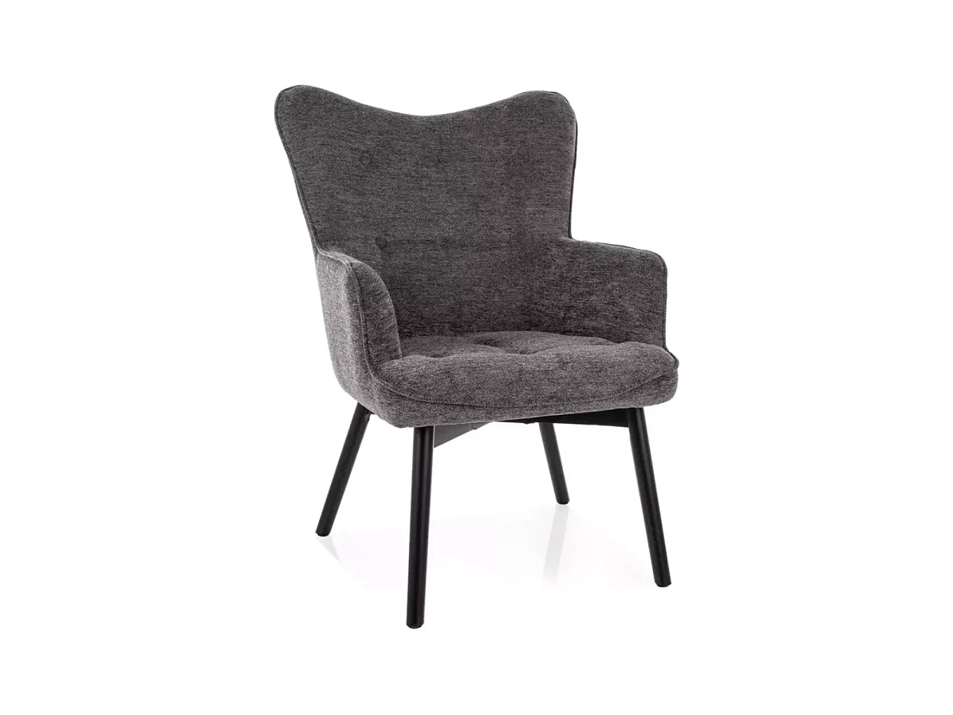 Chaise en tissu gris avec accoudoirs et pieds bois noir LORINDA