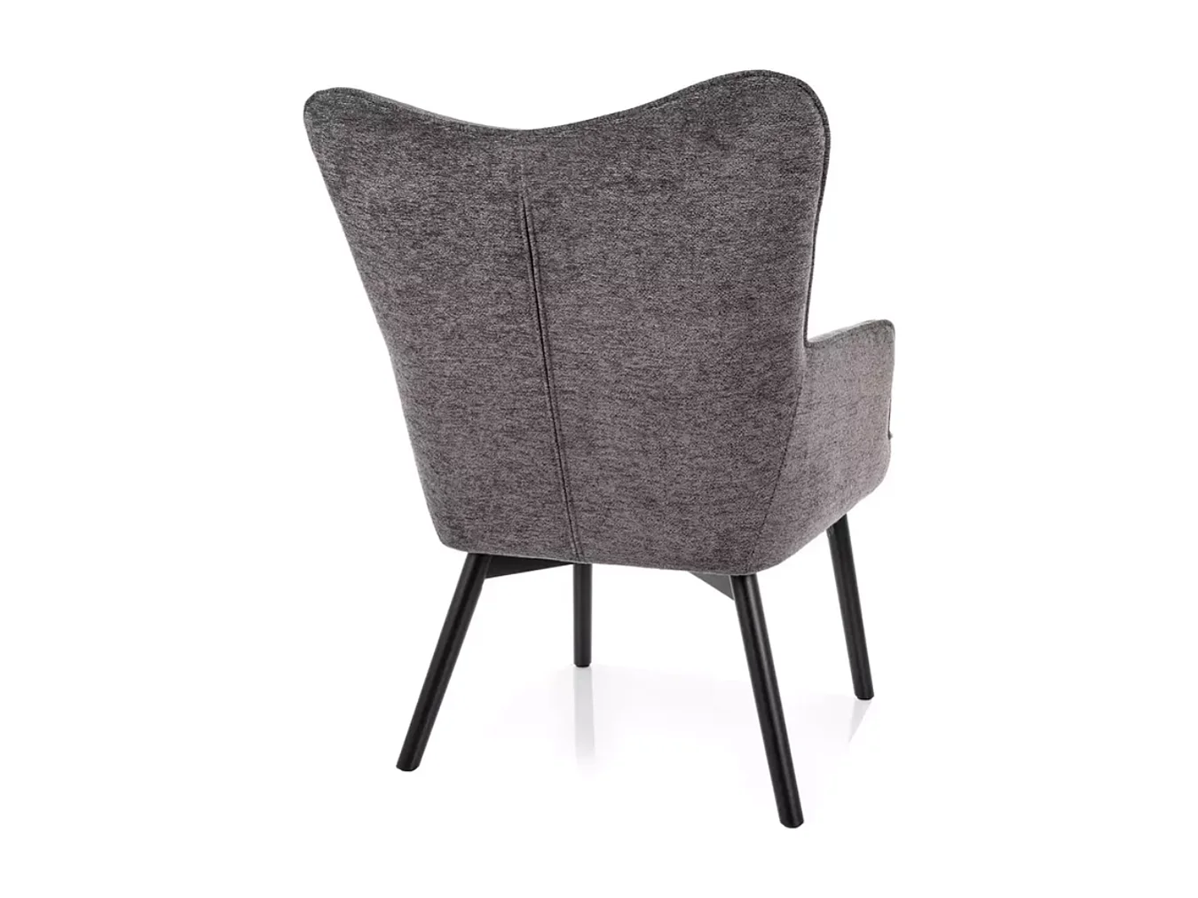 Chaise en tissu gris avec accoudoirs et pieds bois noir LORINDA