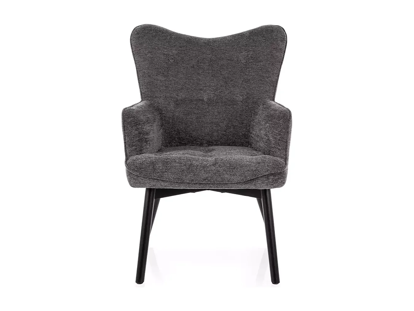 Chaise en tissu gris avec accoudoirs et pieds bois noir LORINDA