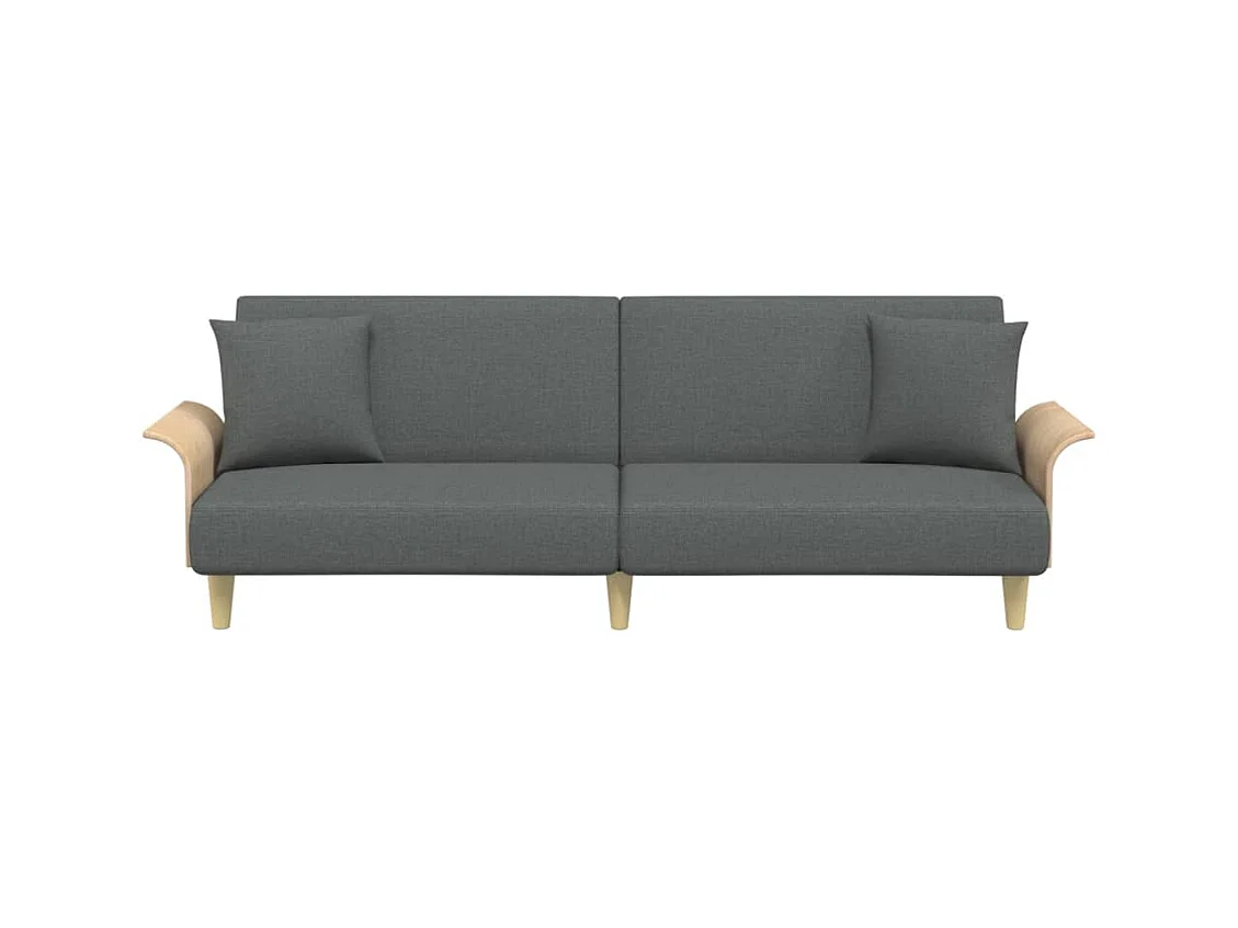 Divano letto con braccioli 224 x 89 x 70 cm tessuto grigio scuro 02_0019251