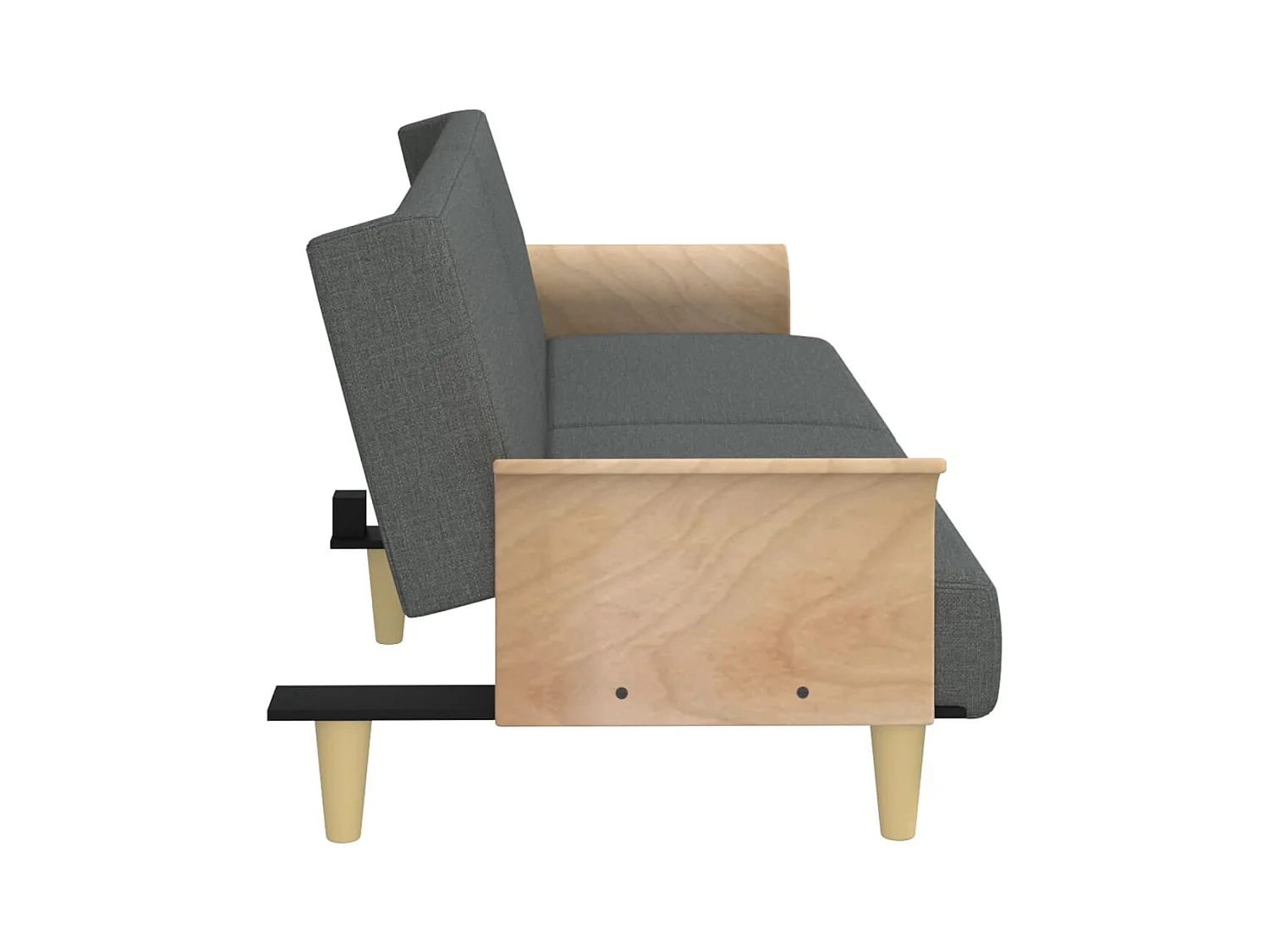 Divano letto con braccioli 224 x 89 x 70 cm tessuto grigio scuro 02_0019251