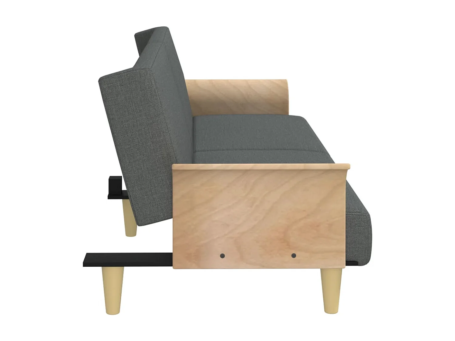 Divano letto con braccioli 224 x 89 x 70 cm tessuto grigio scuro 02_0019251