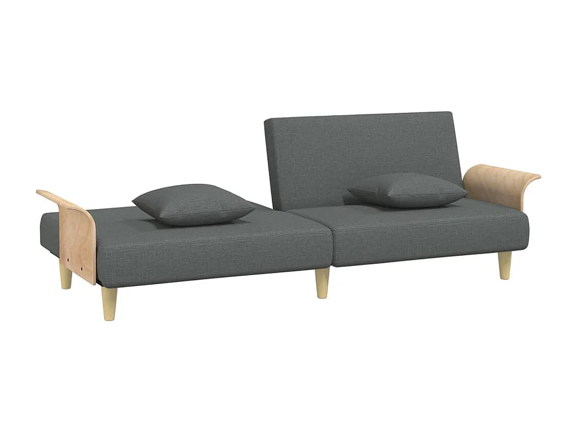 Divano letto con braccioli 224 x 89 x 70 cm tessuto grigio scuro 02_0019251