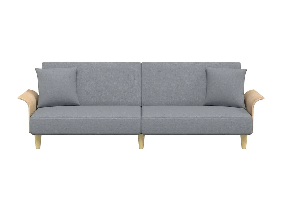 Divano letto con braccioli 224 x 89 x 70 cm tessuto grigio chiaro 02_0021007