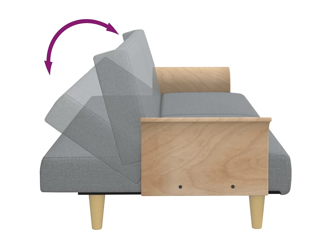 Divano letto con braccioli 224 x 89 x 70 cm tessuto grigio chiaro 02_0021007