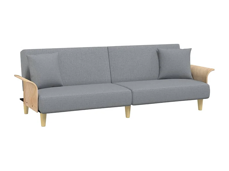 Sofá cama con reposabrazos 224 x 89 x 70 cm tela gris claro 02_0021007