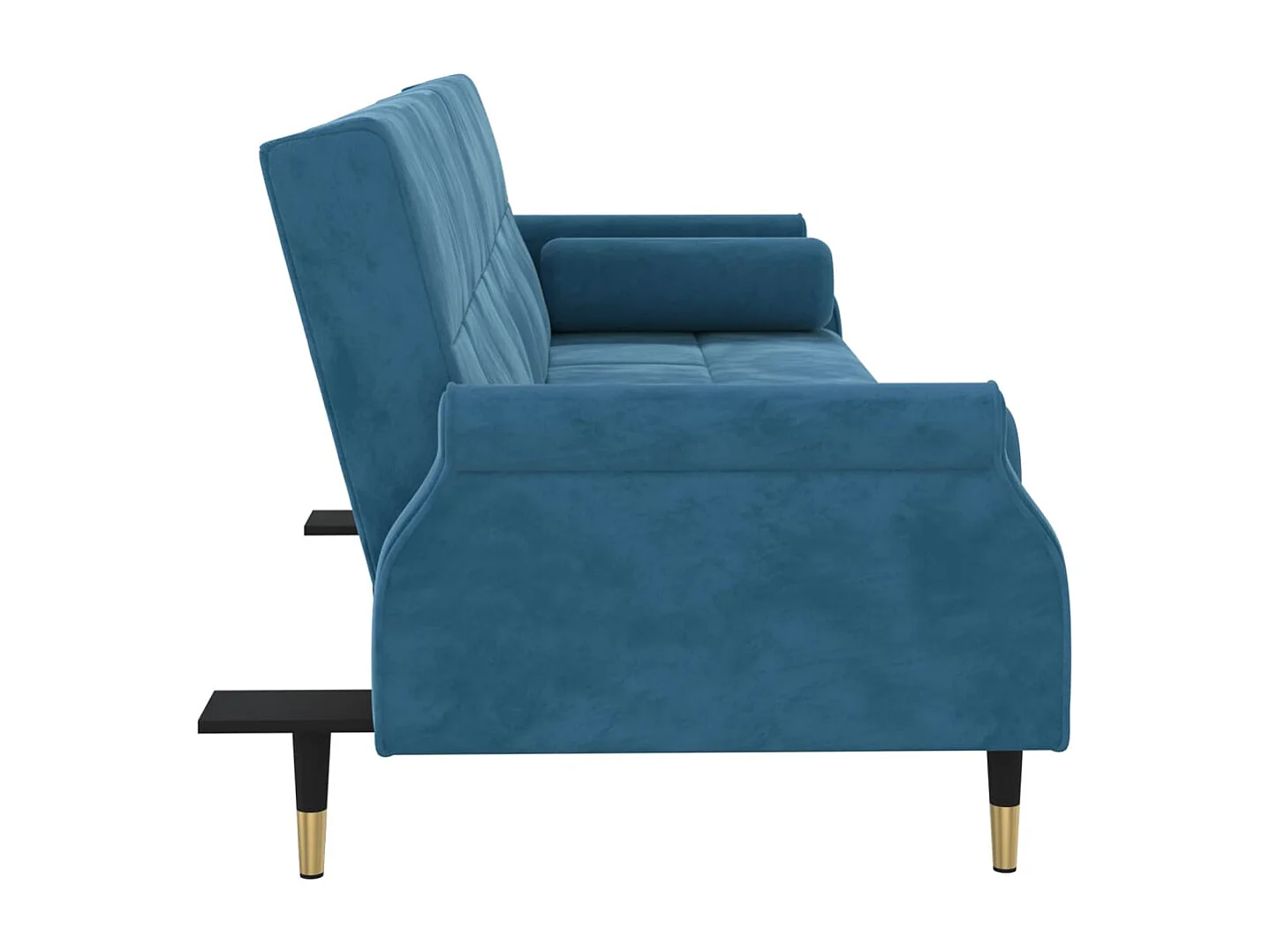 Sofá cama com almofadas de veludo azul 02_0019828